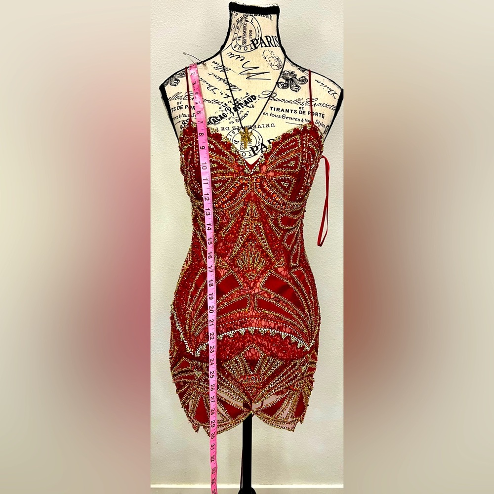 Naked Handmade crystal Beaded Mini Dress